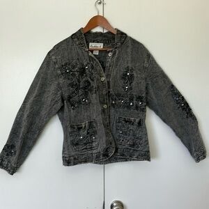 Flashback denim jacket with sparkle detail!
